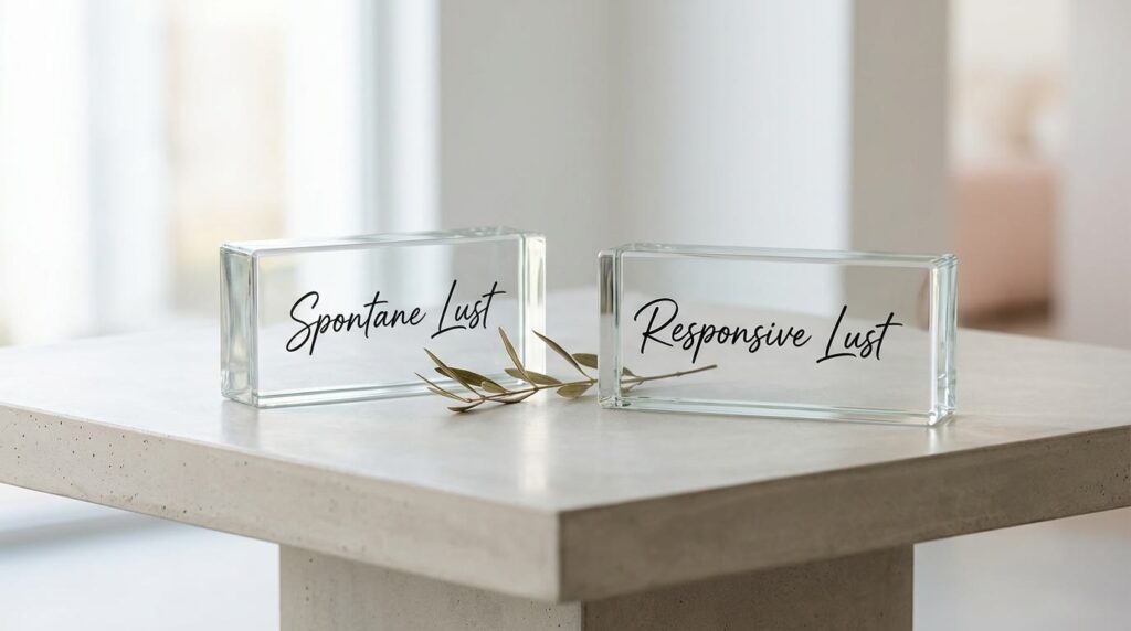 Zwei Glasblöcke mit 'Spontane Lust' und 'Responsive Lust'